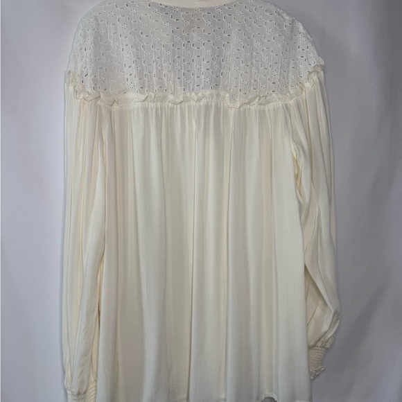 Johnny Was Cream Pleated Ruffled Blouse - Size L - Like New - Picture 7 of 9